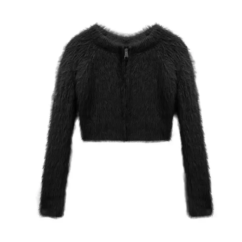 Pure Desire Style Hot Girl Mink-like Wool Short Sweater Top Elegant Slim Sexy Niche Cardigan