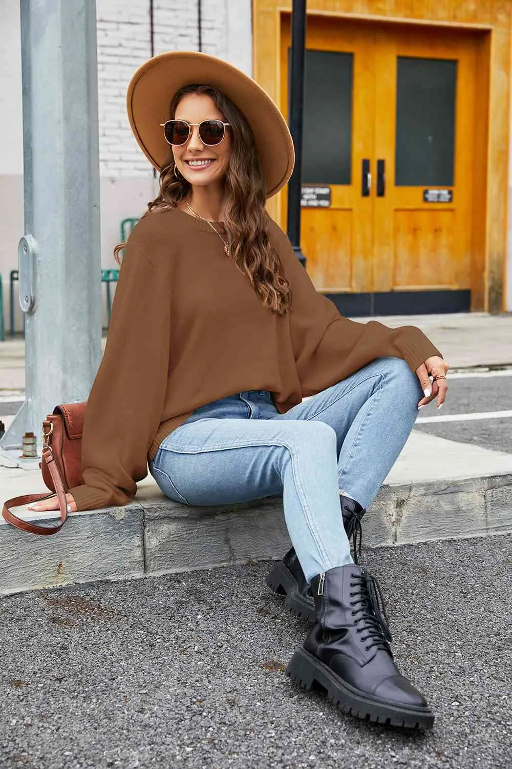 Round Neck  Long Sleeve Sweater