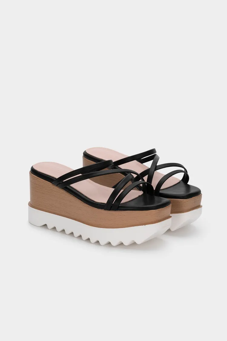 STRAPPY UPPER WITH PLATFORM WEDGE HEEL SLIDE