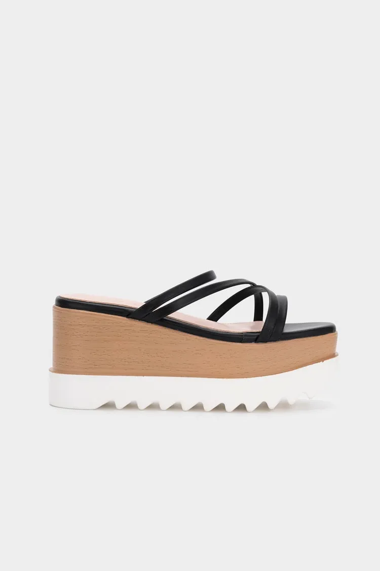 STRAPPY UPPER WITH PLATFORM WEDGE HEEL SLIDE