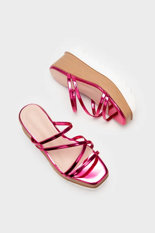 STRAPPY UPPER WITH PLATFORM WEDGE HEEL SLIDE