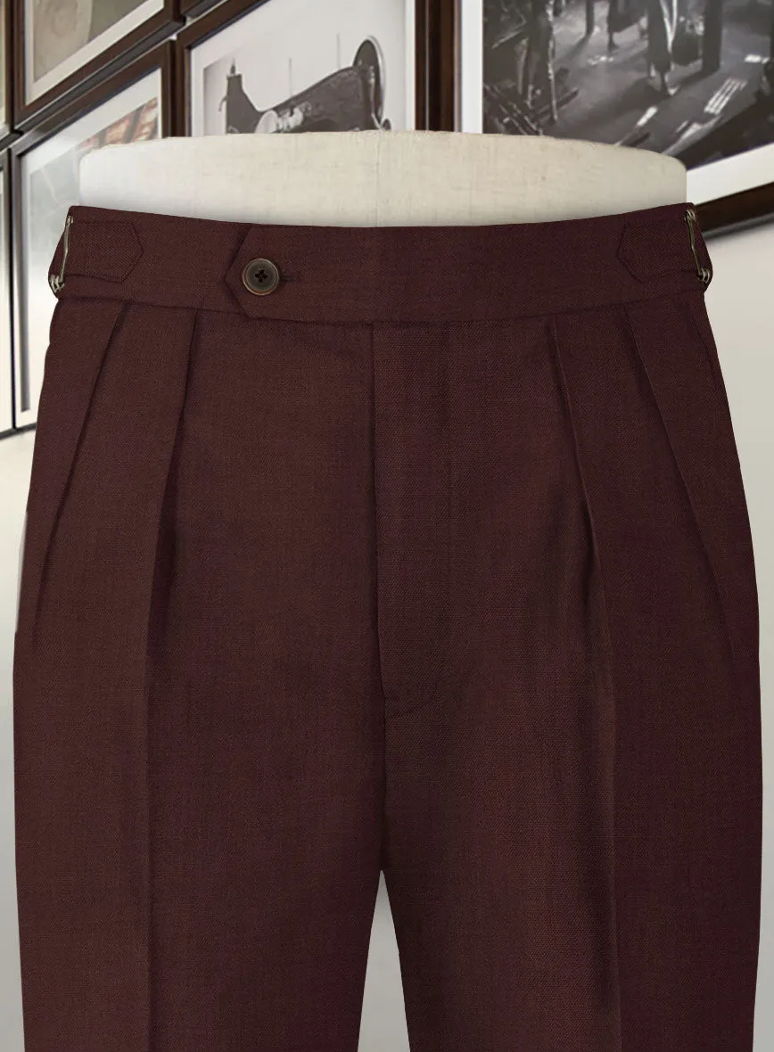 Stretch Wine Wool Highland Trousers