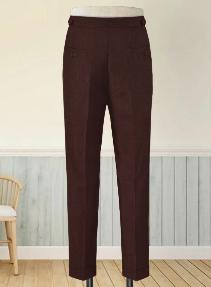 Stretch Wine Wool Highland Trousers