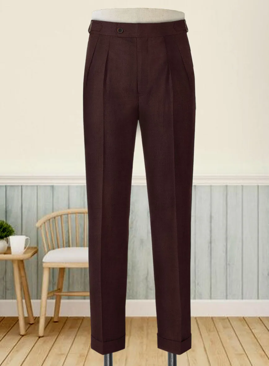 Stretch Wine Wool Highland Trousers