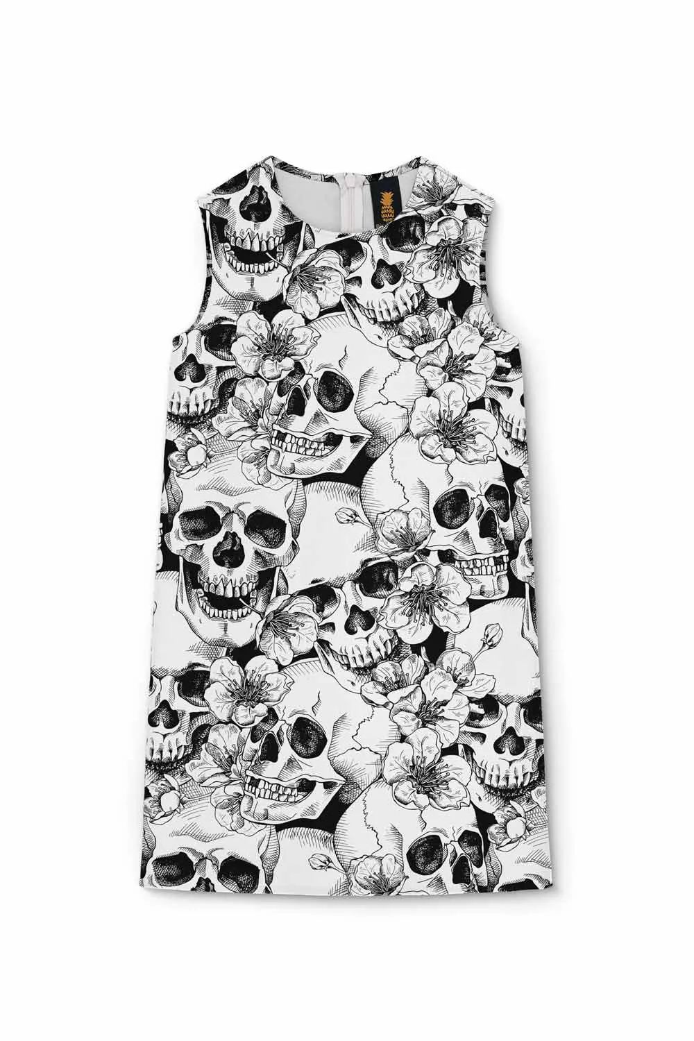 White Witch Adele Skull Print Halloween Trendy Shift Dress - Girls