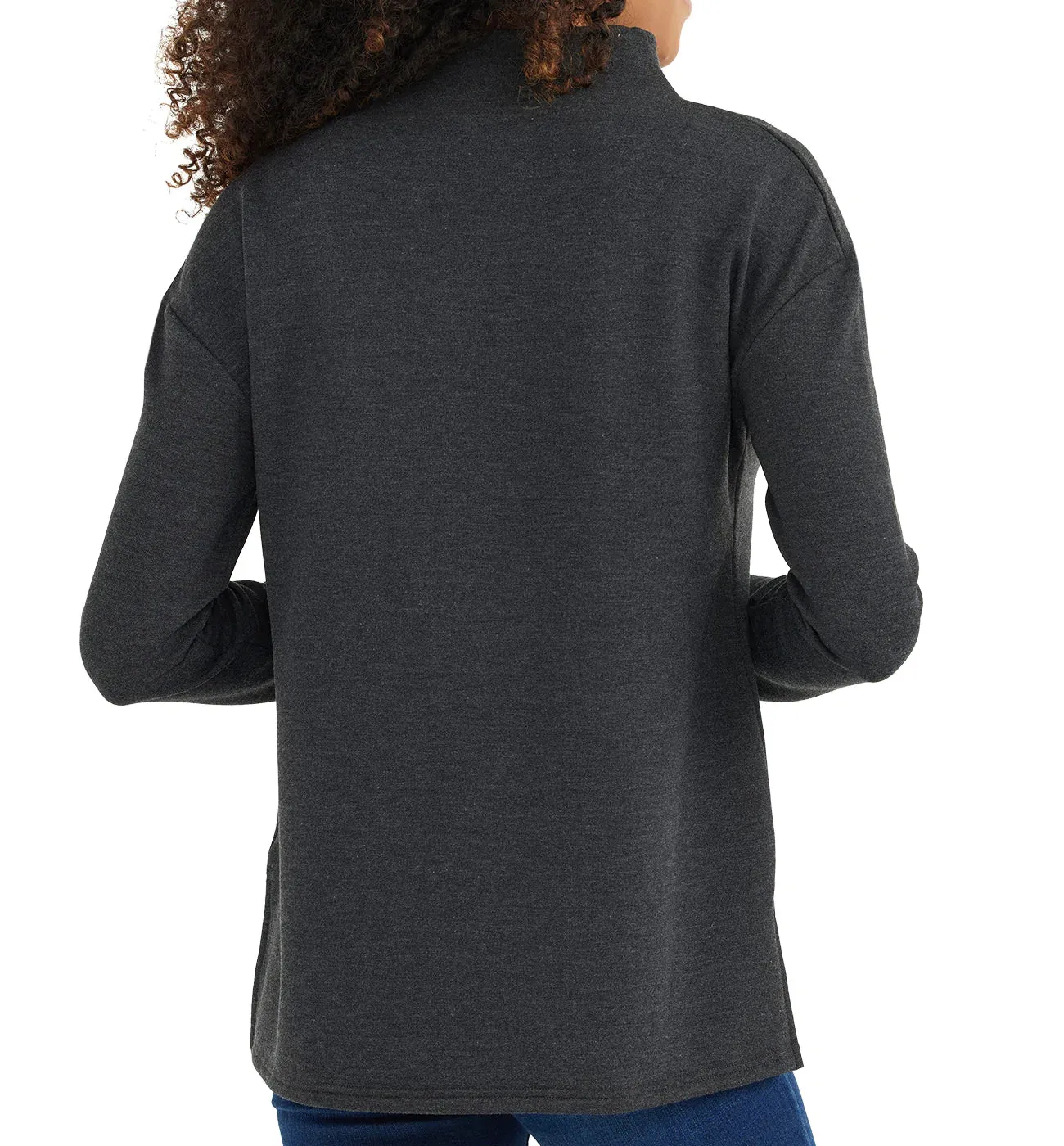 Women's Bamboo Thermal Fleece Mockneck - Heather Black