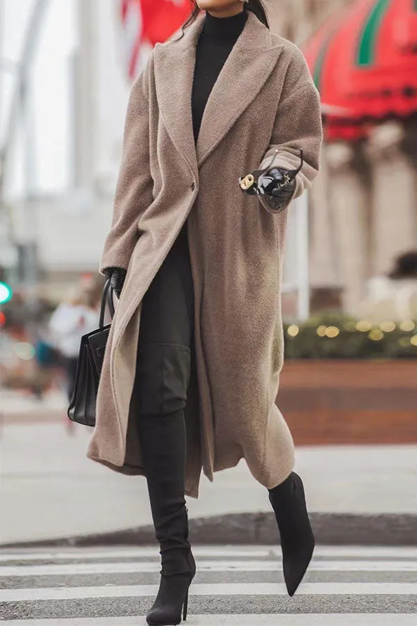 xiangtuibao Solid Color Turndown Collar Classic One-Button Coat