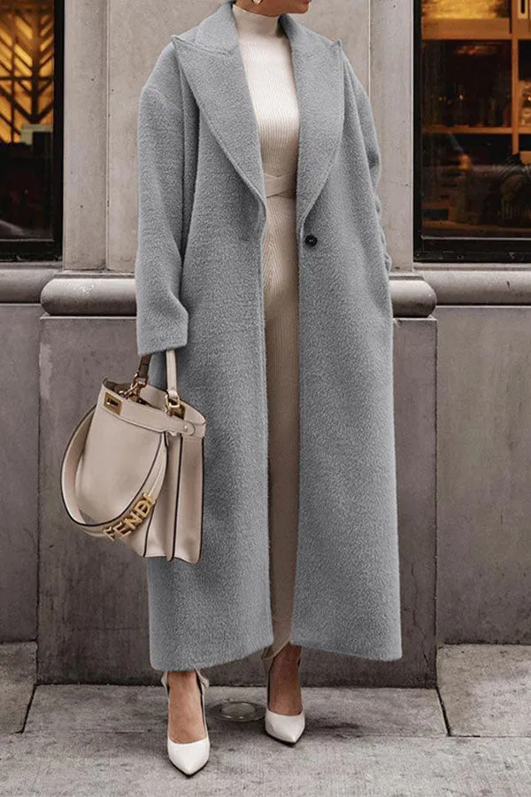 xiangtuibao Solid Color Turndown Collar Classic One-Button Coat